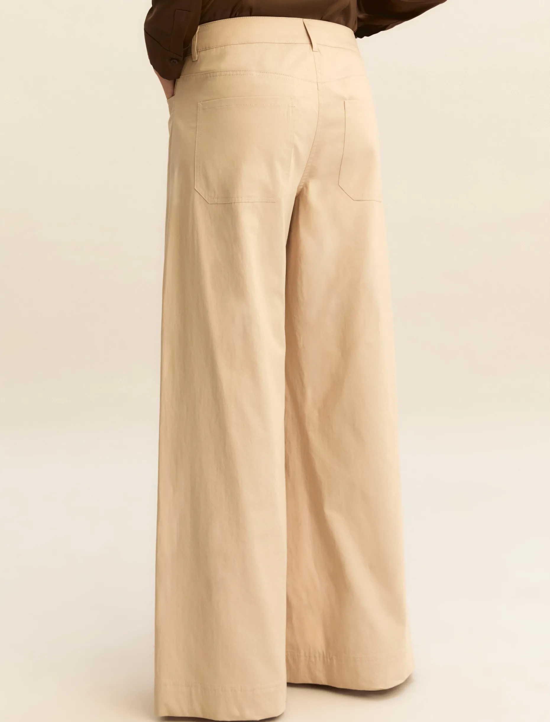 5 tasche ampio in raso stretch - BEIGE
