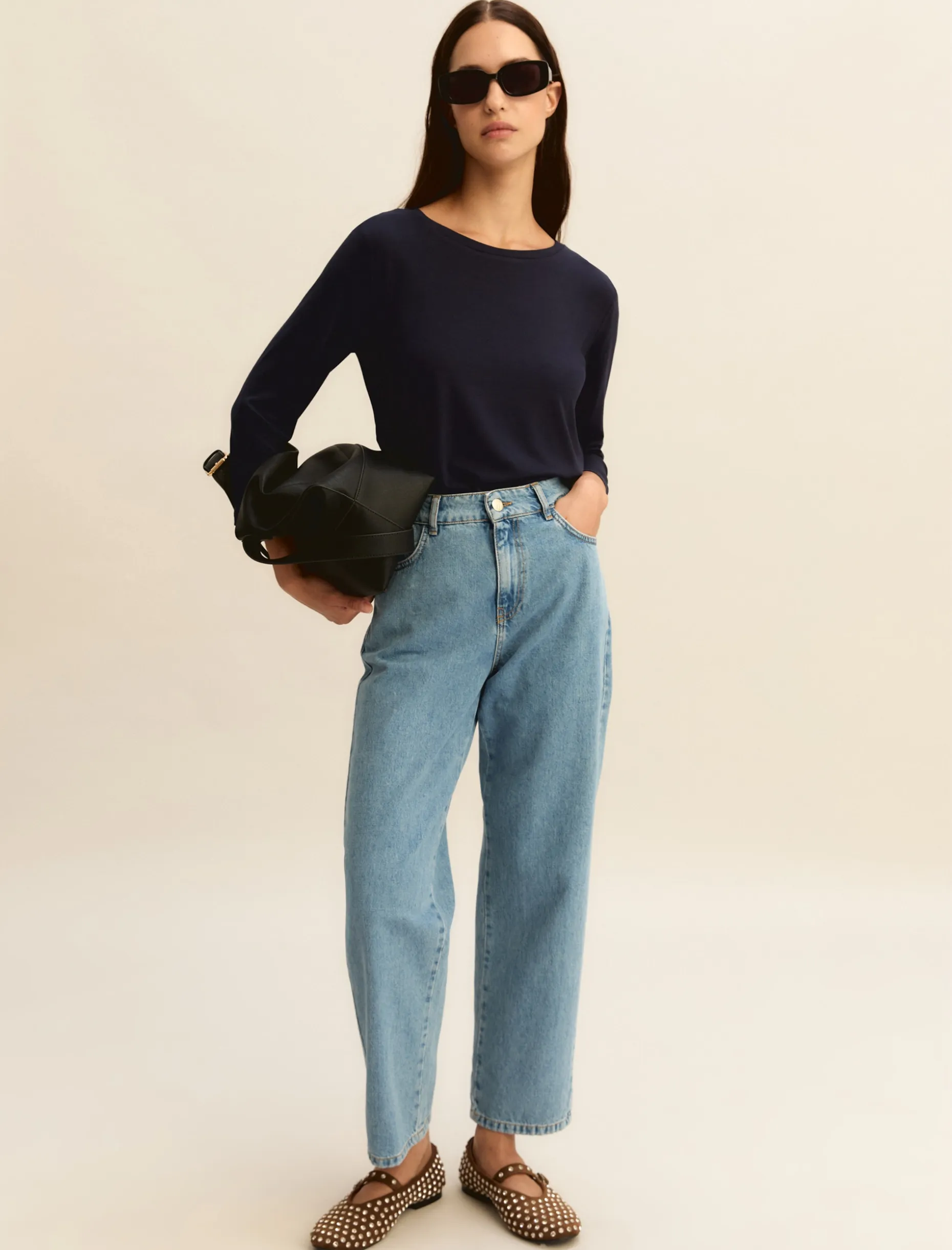 5 tasche mom fit in denim - BLUE JEANS