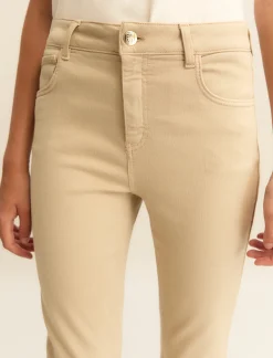 5 Tasche slim flare in gabardina stretch - BEIGE