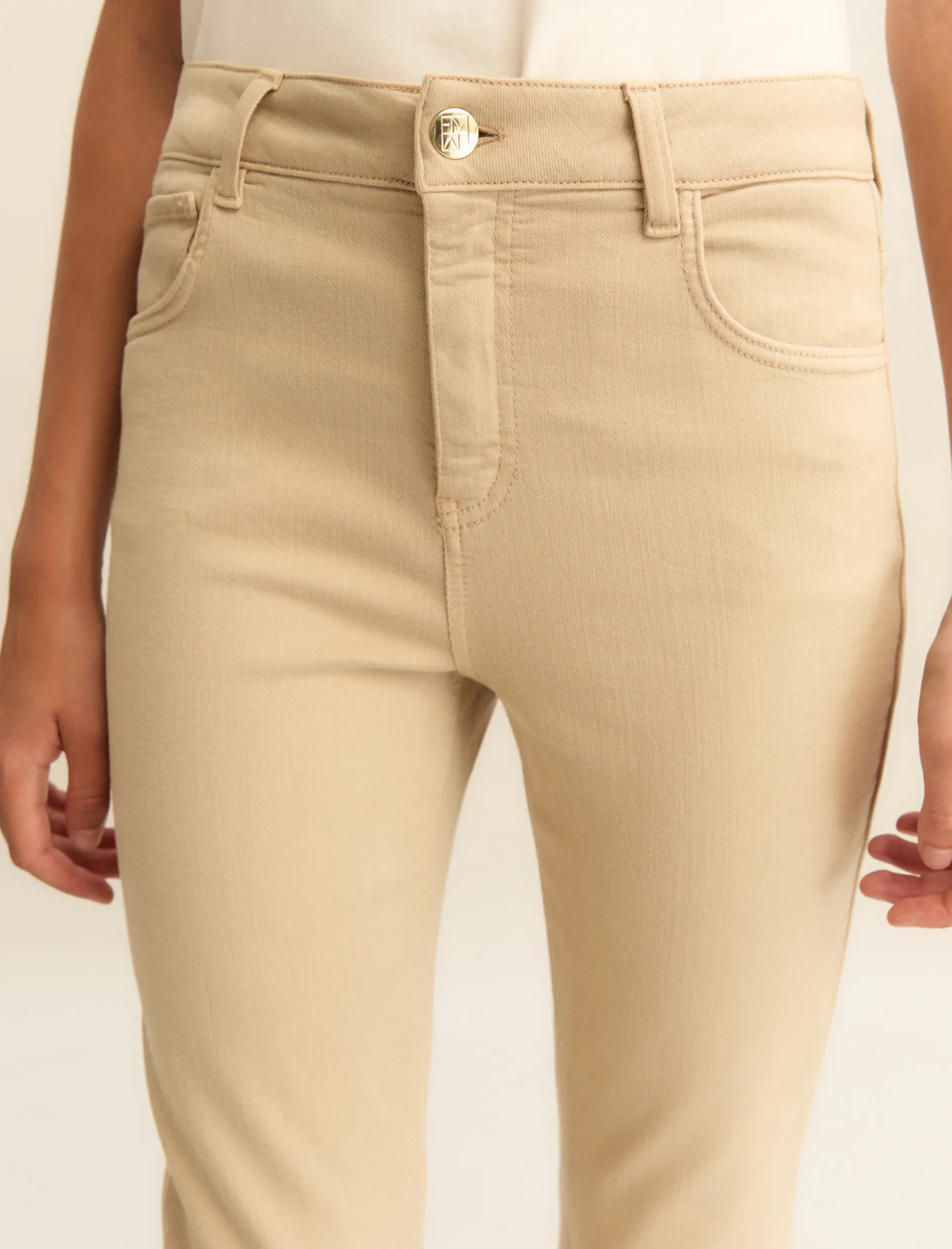 5 Tasche slim flare in gabardina stretch - BEIGE