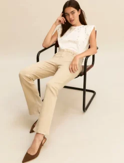 5 Tasche slim flare in gabardina stretch - BEIGE