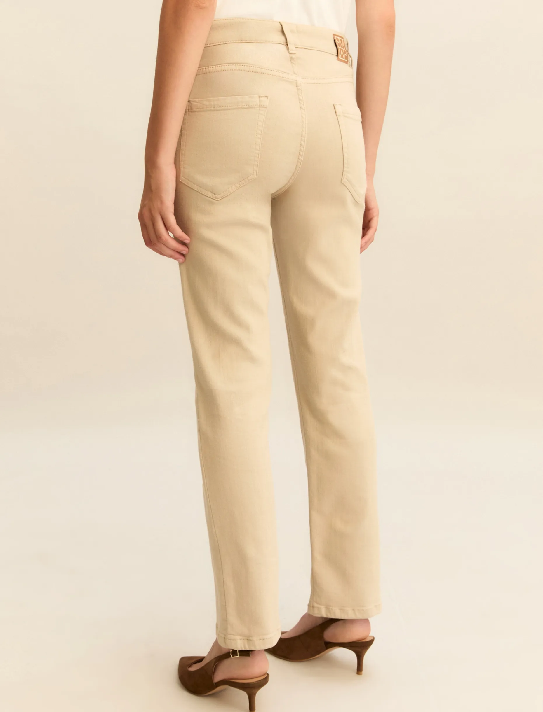 5 Tasche slim flare in gabardina stretch - BEIGE