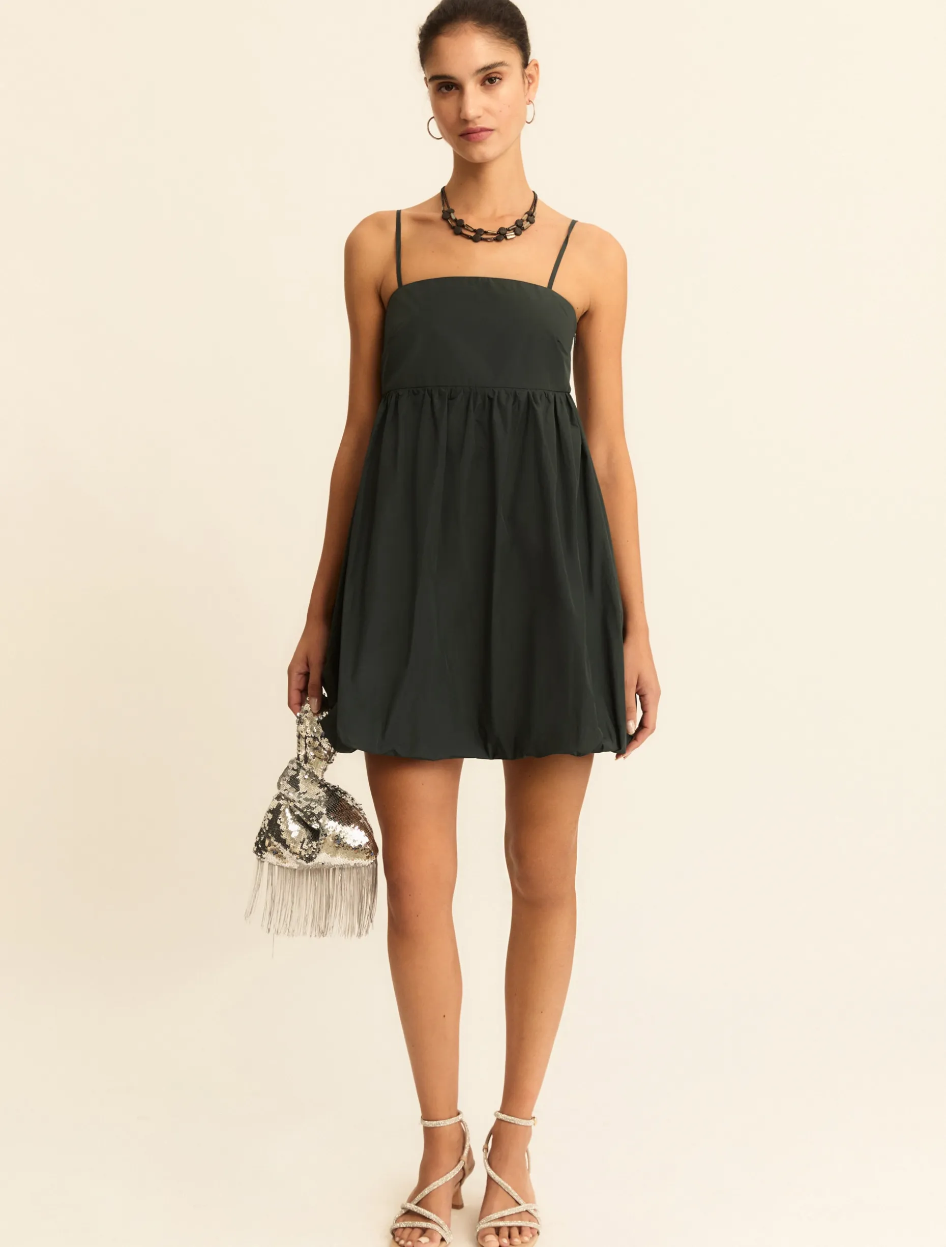 Abito a bustier con gonna a palloncino - VERDE SCURO