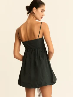 Abito a bustier con gonna a palloncino - VERDE SCURO