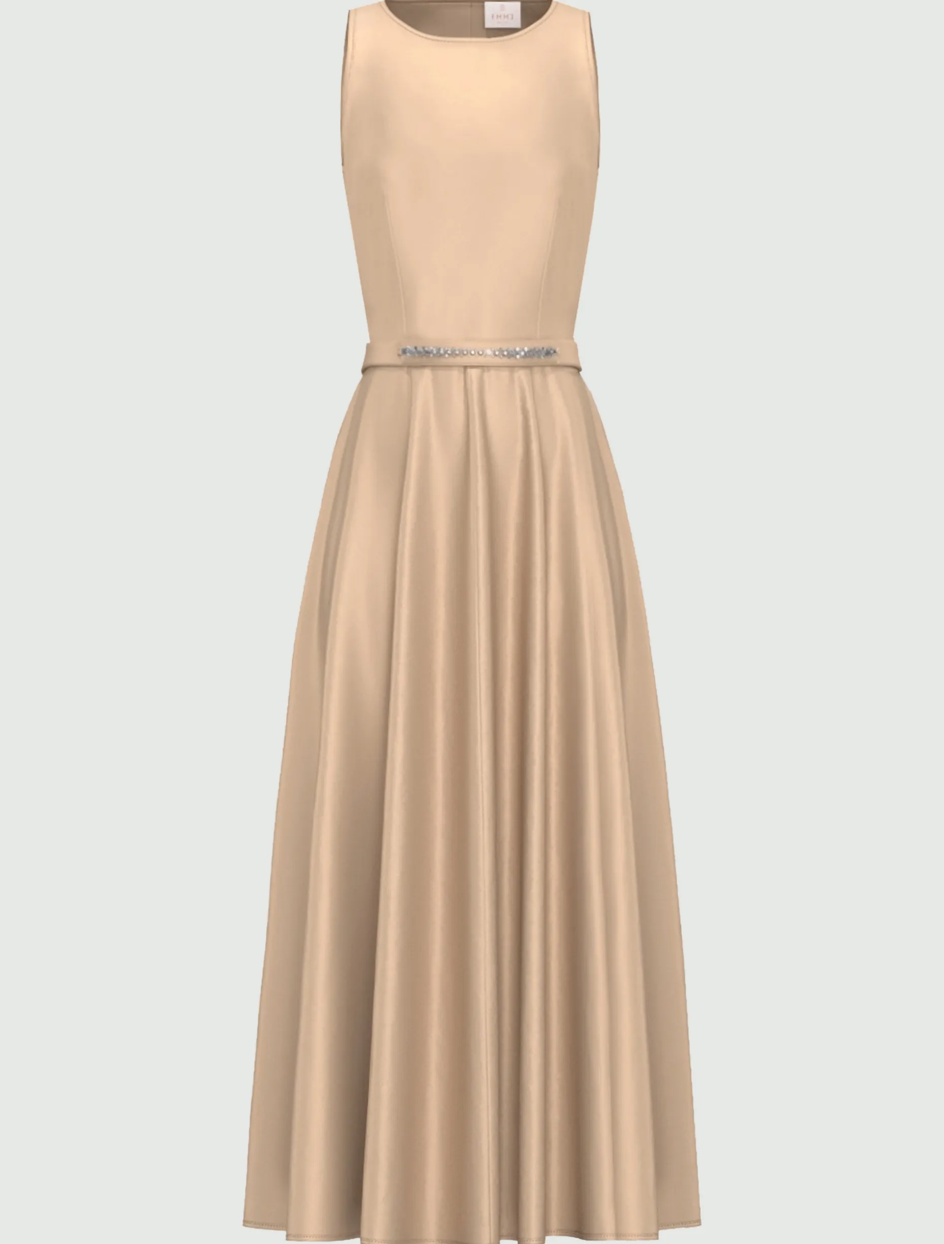 Abito elegante smanicato in raso - BEIGE