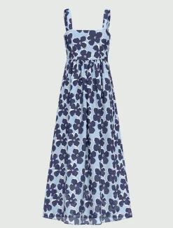 Abito midi in mussola - AZZURRO INTENSO