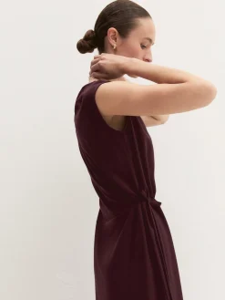 Abito midi smanicato - ROSSO VINO