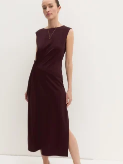 Abito midi smanicato - ROSSO VINO