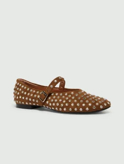 Ballerina Mary Jane con cristalli - TESTA MORO