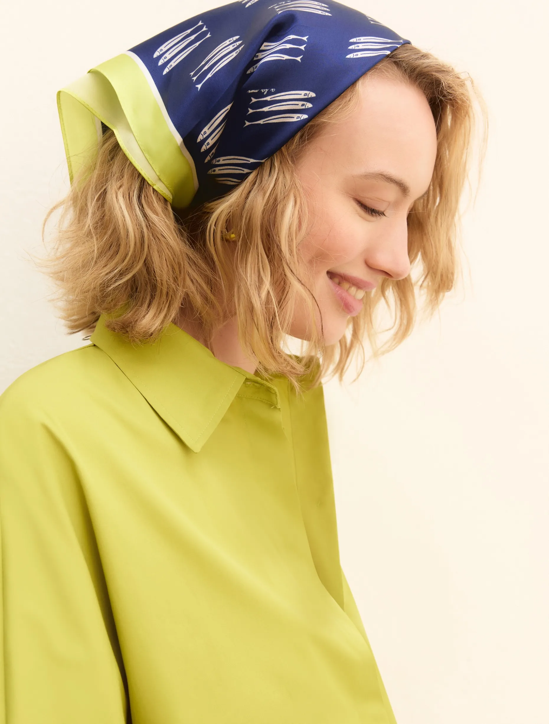Bandana in twill di seta - BLU