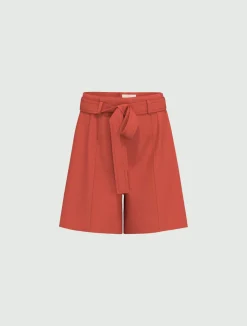 Bermuda in twill di misto lino - CILIEGIA