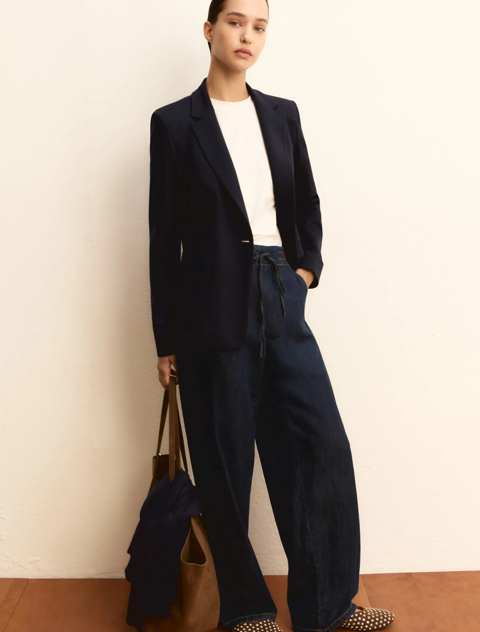 Blazer monopetto in jersey - BLU