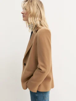 Blazer semiaderente in twill stretch - CAMMELLO