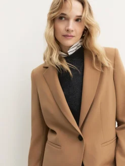 Blazer semiaderente in twill stretch - CAMMELLO