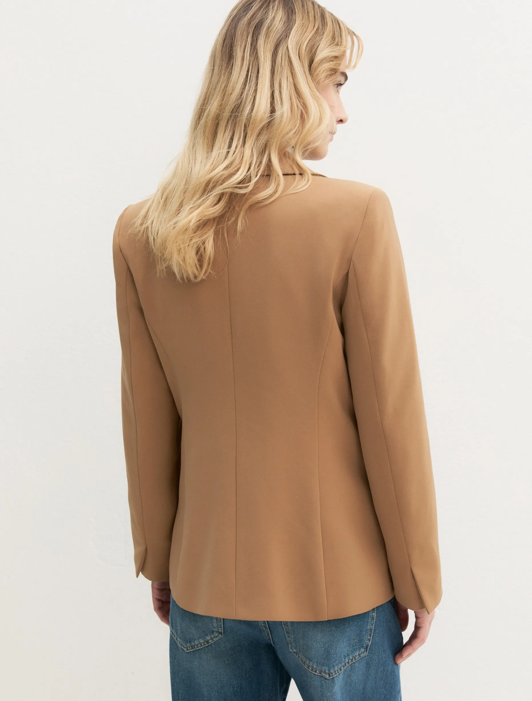 Blazer semiaderente in twill stretch - CAMMELLO