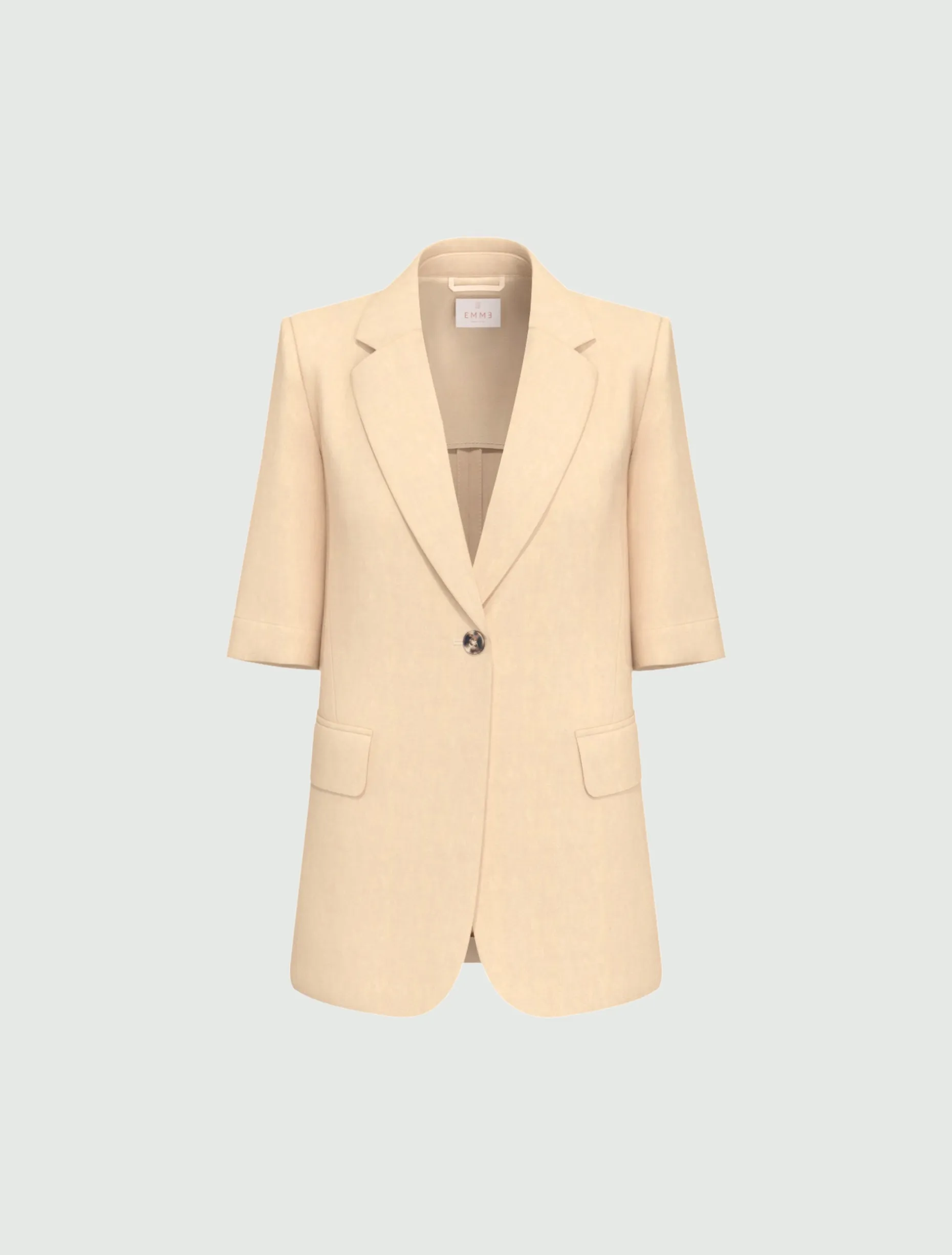 Blazer a manica corta in lino - BEIGE