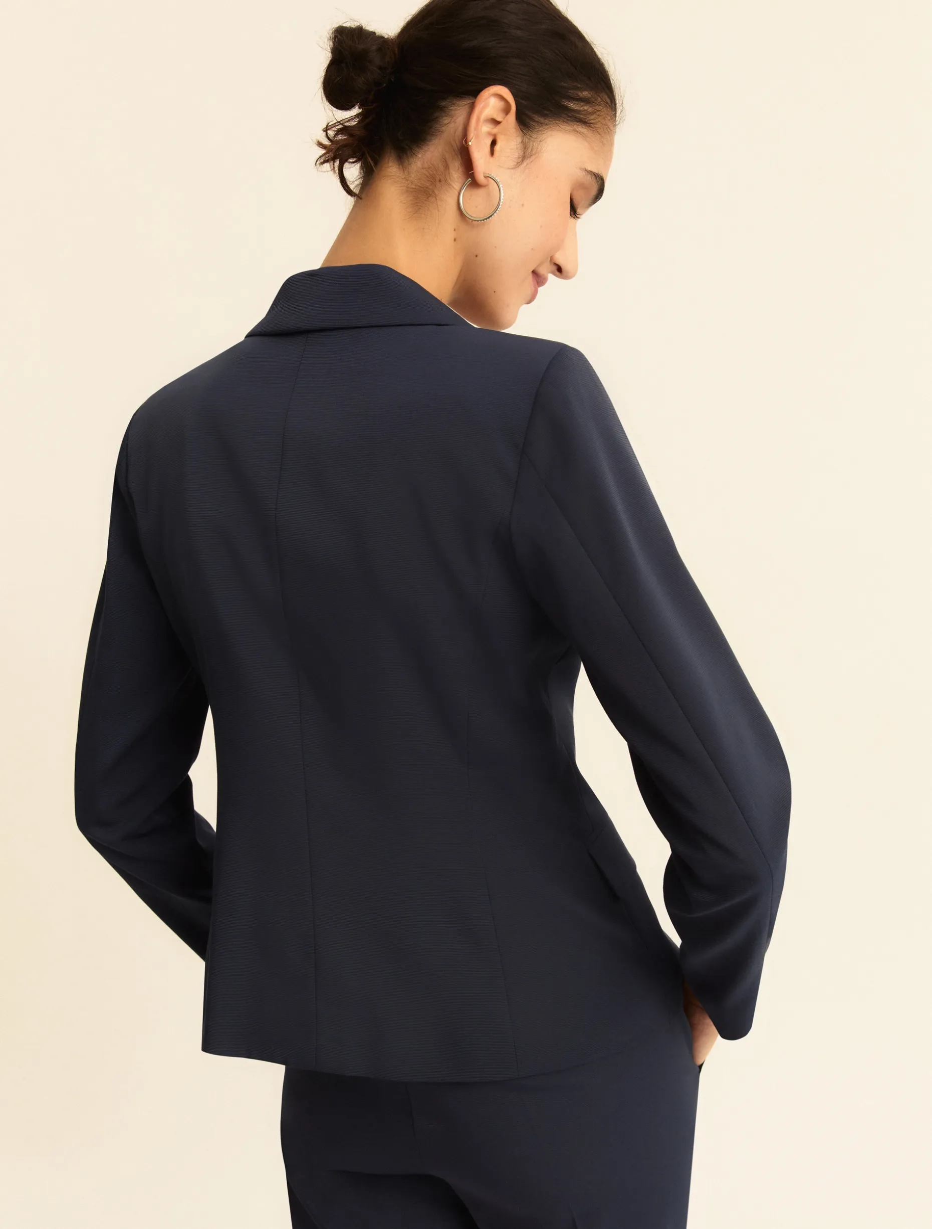Blazer doppiopetto in faille stretch - BLU