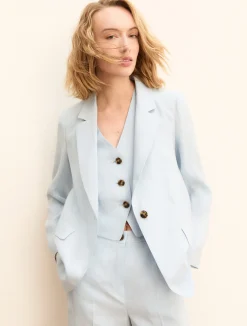 Blazer in lino - AZZURRO