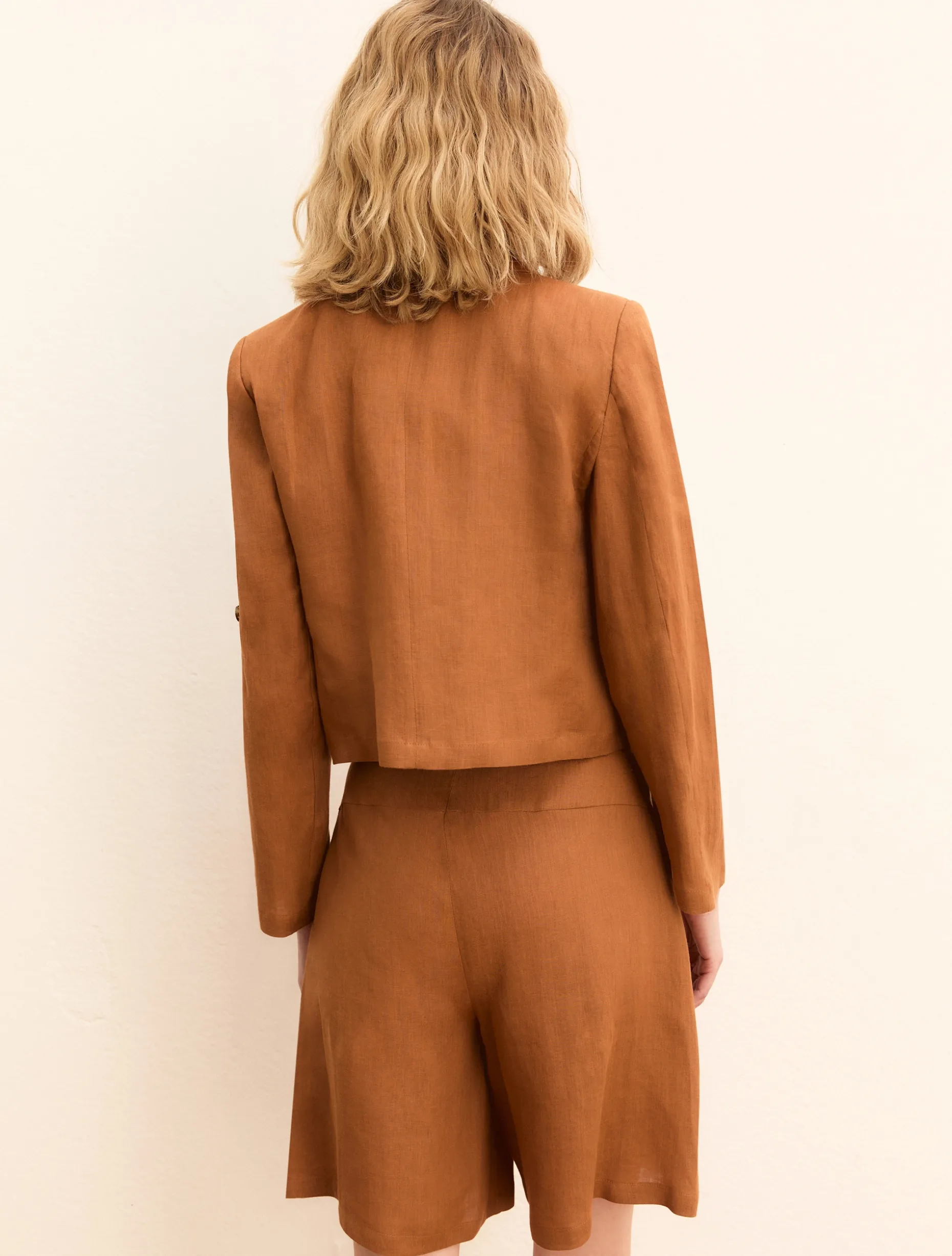 Blazer in lino con manica arrotolabile - TERRA