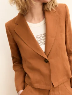 Blazer in lino con manica arrotolabile - TERRA