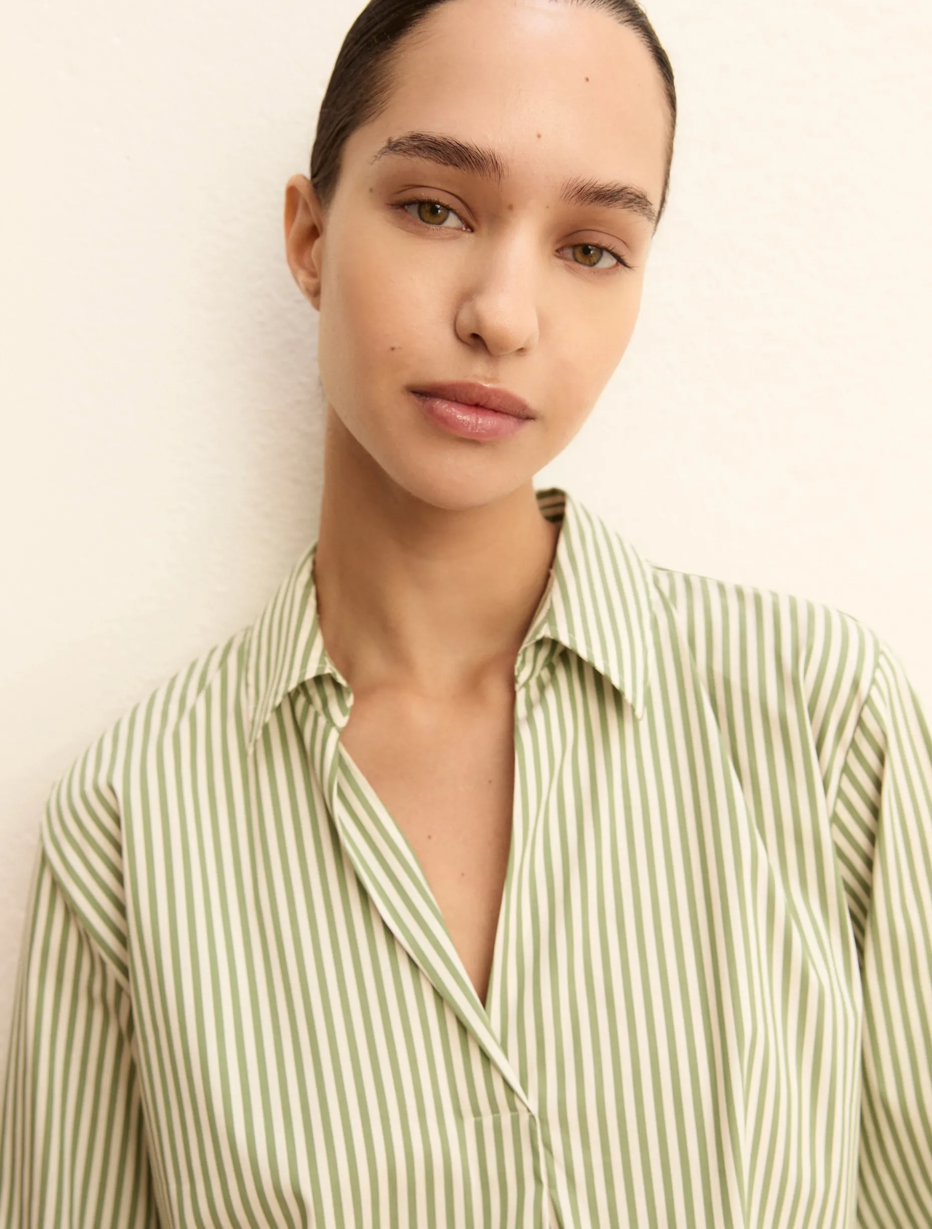 Blusa a polo in popeline - VERDE