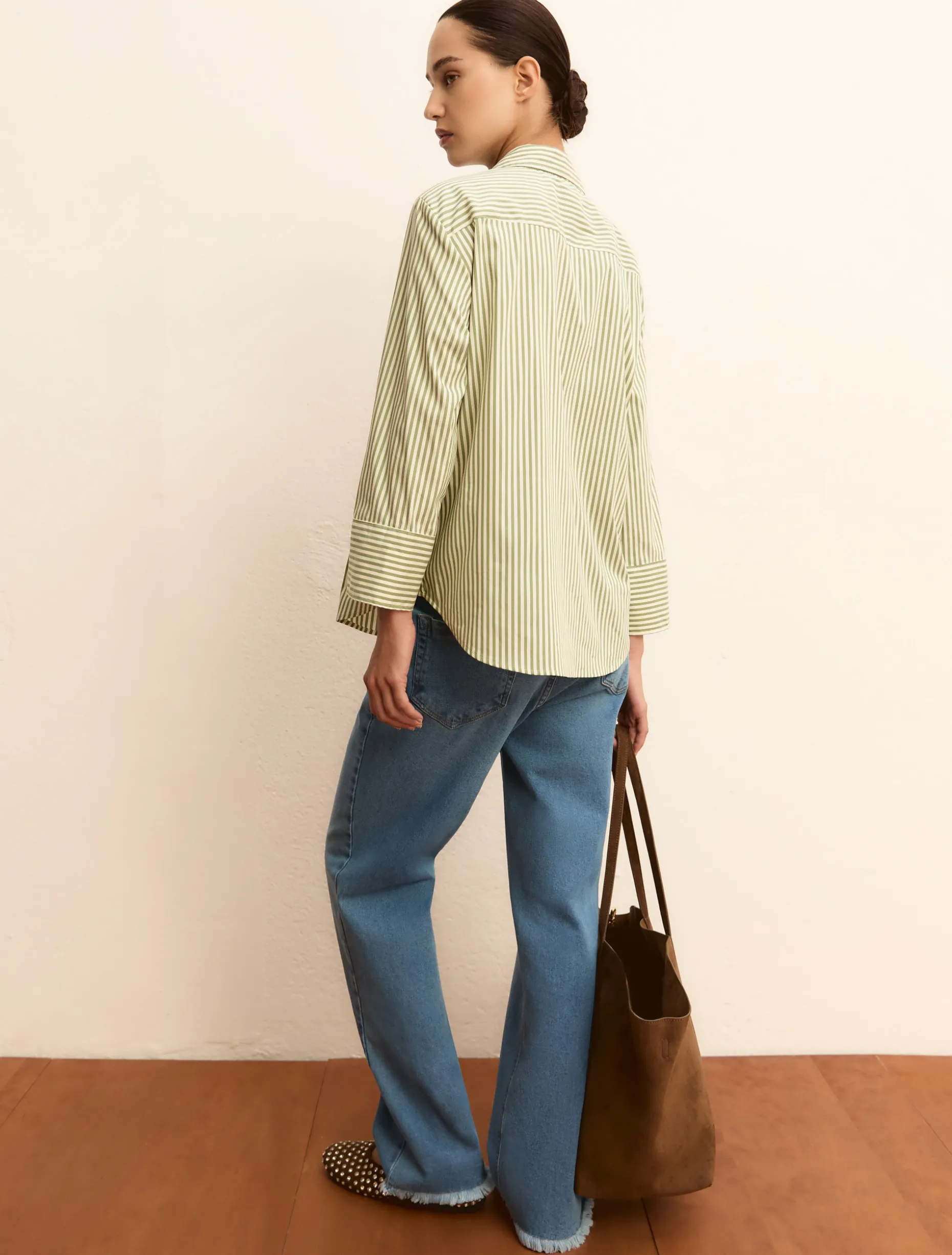 Blusa a polo in popeline - VERDE