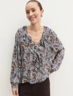 Blusa con volant - BIANCO LANA