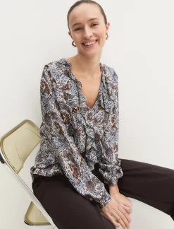 Blusa con volant - BIANCO LANA