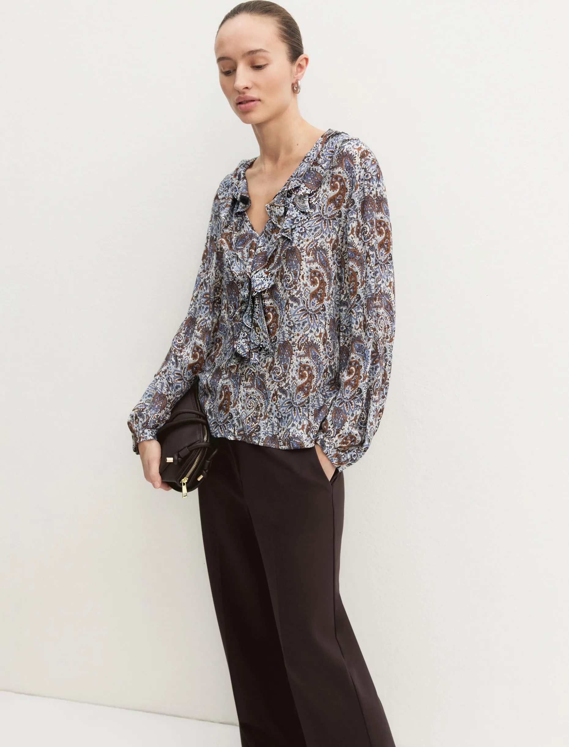 Blusa con volant - BIANCO LANA