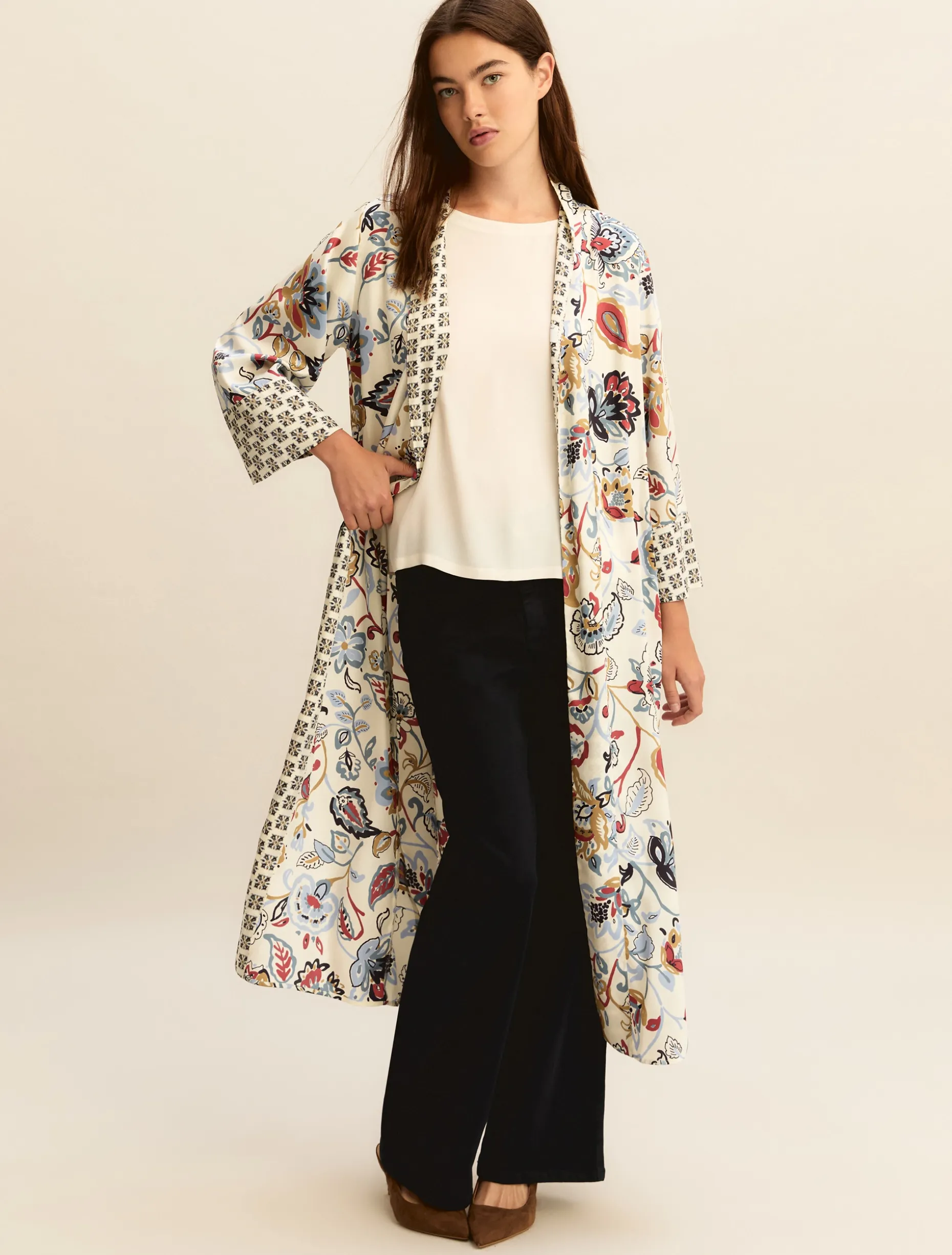 Blusa in crepe di misto seta - BIANCO LANA