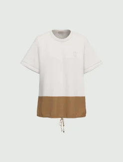 Blusa in jersey e taffetà - CAMMELLO