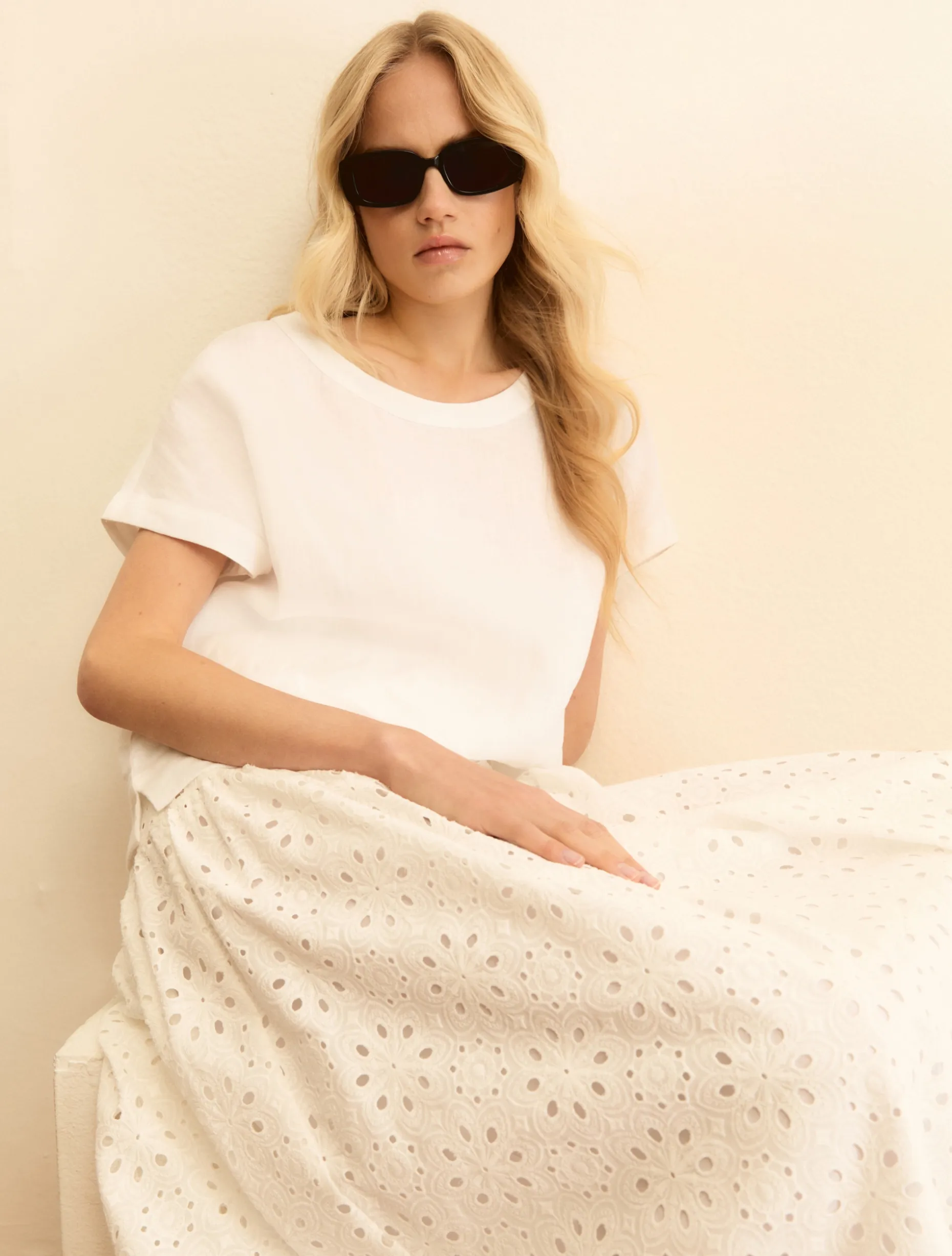 Blusa in lino lavato - BIANCO