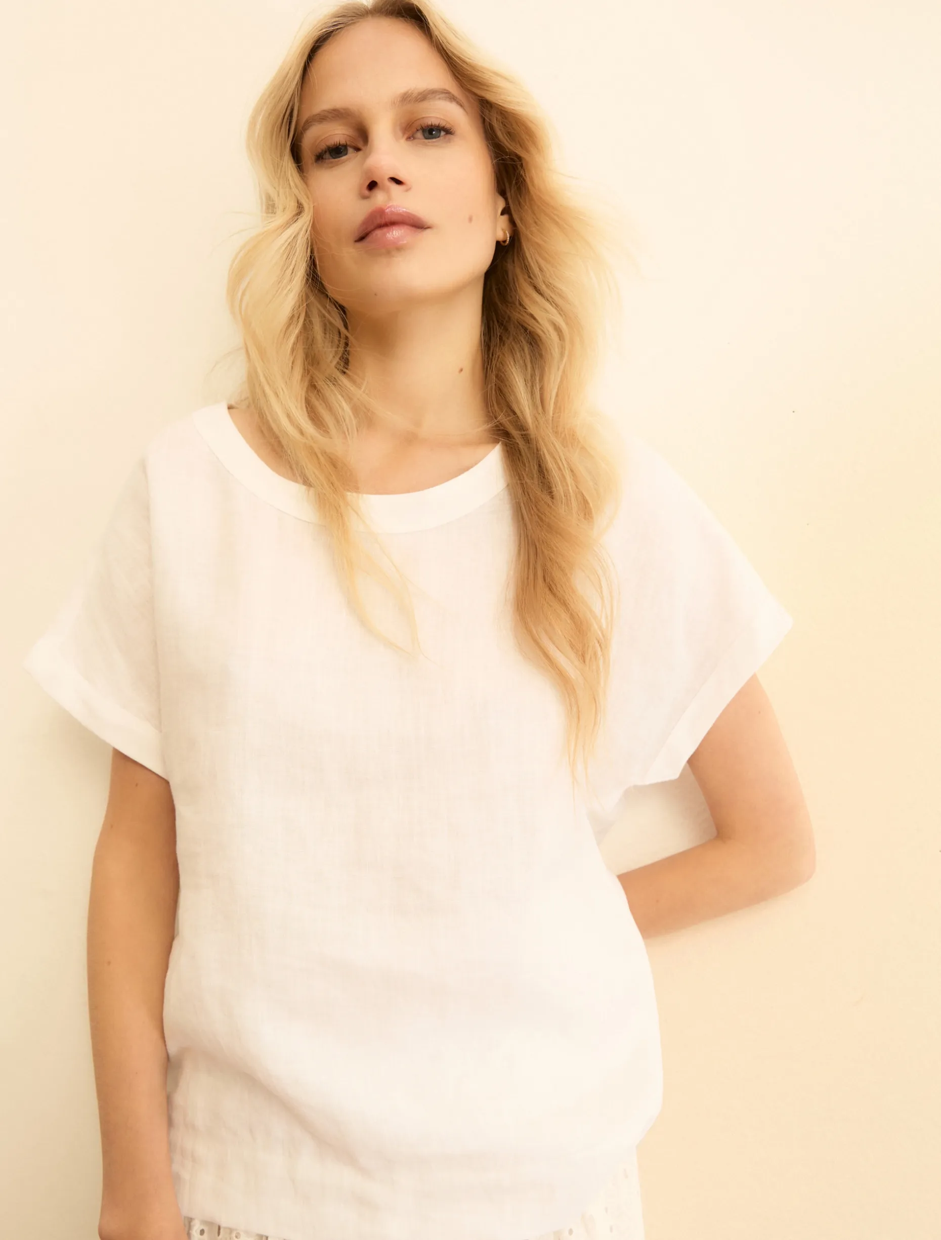 Blusa in lino lavato - BIANCO