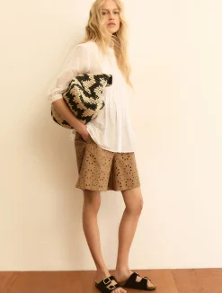 Blusa in mussola con pieghe - BIANCO