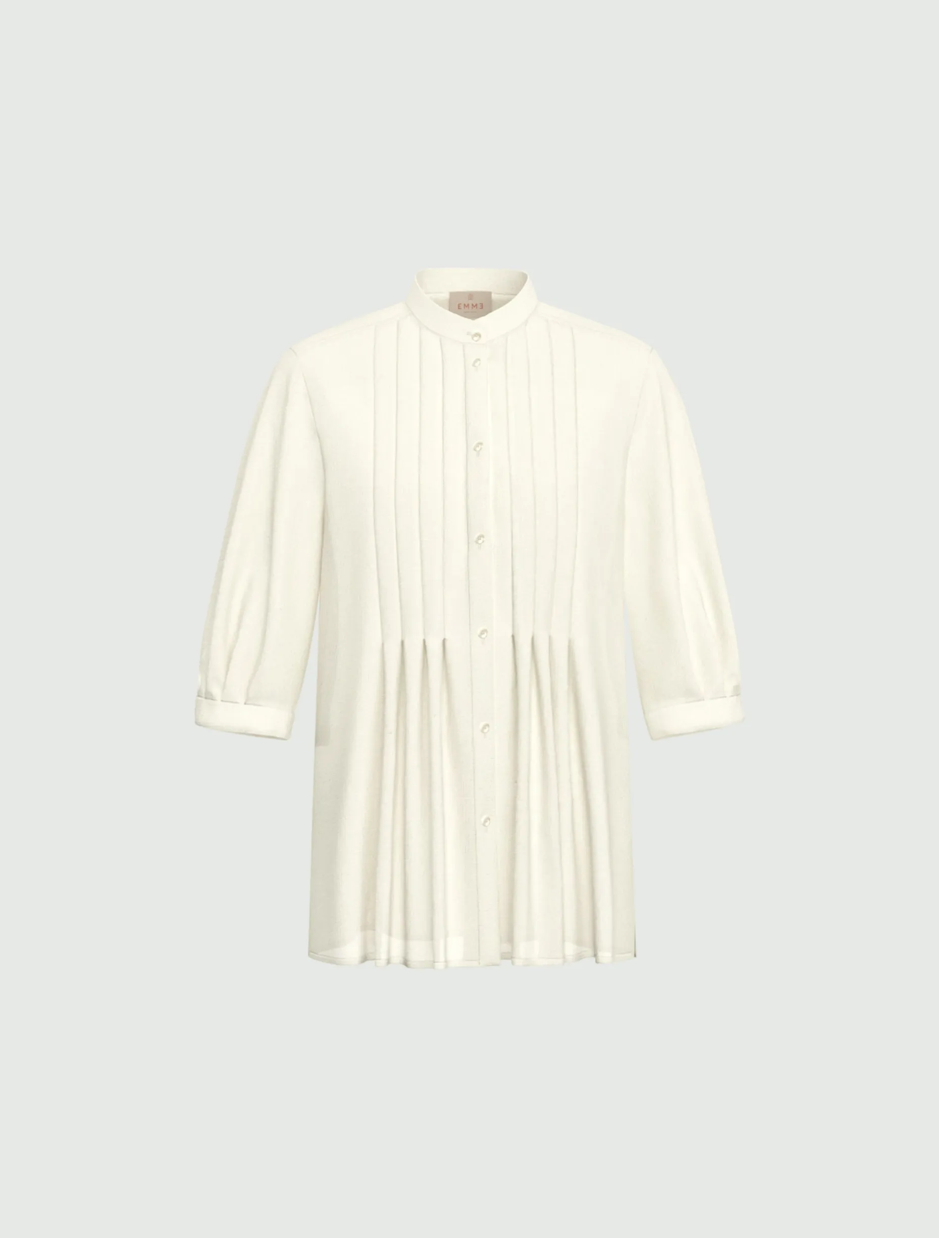 Blusa in mussola con pieghe - BIANCO