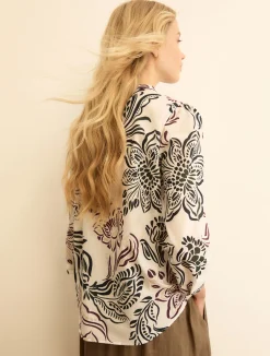 Blusa in mussola stampata - BIANCO