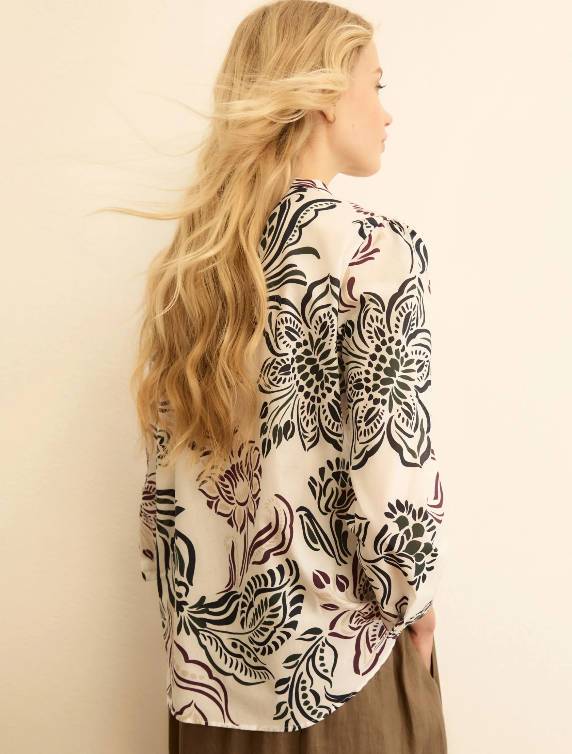 Blusa in mussola stampata - BIANCO