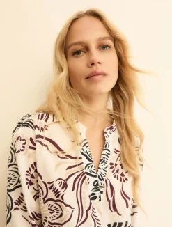 Blusa in mussola stampata - BIANCO