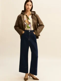 Blusa in popeline stampato - SABBIA
