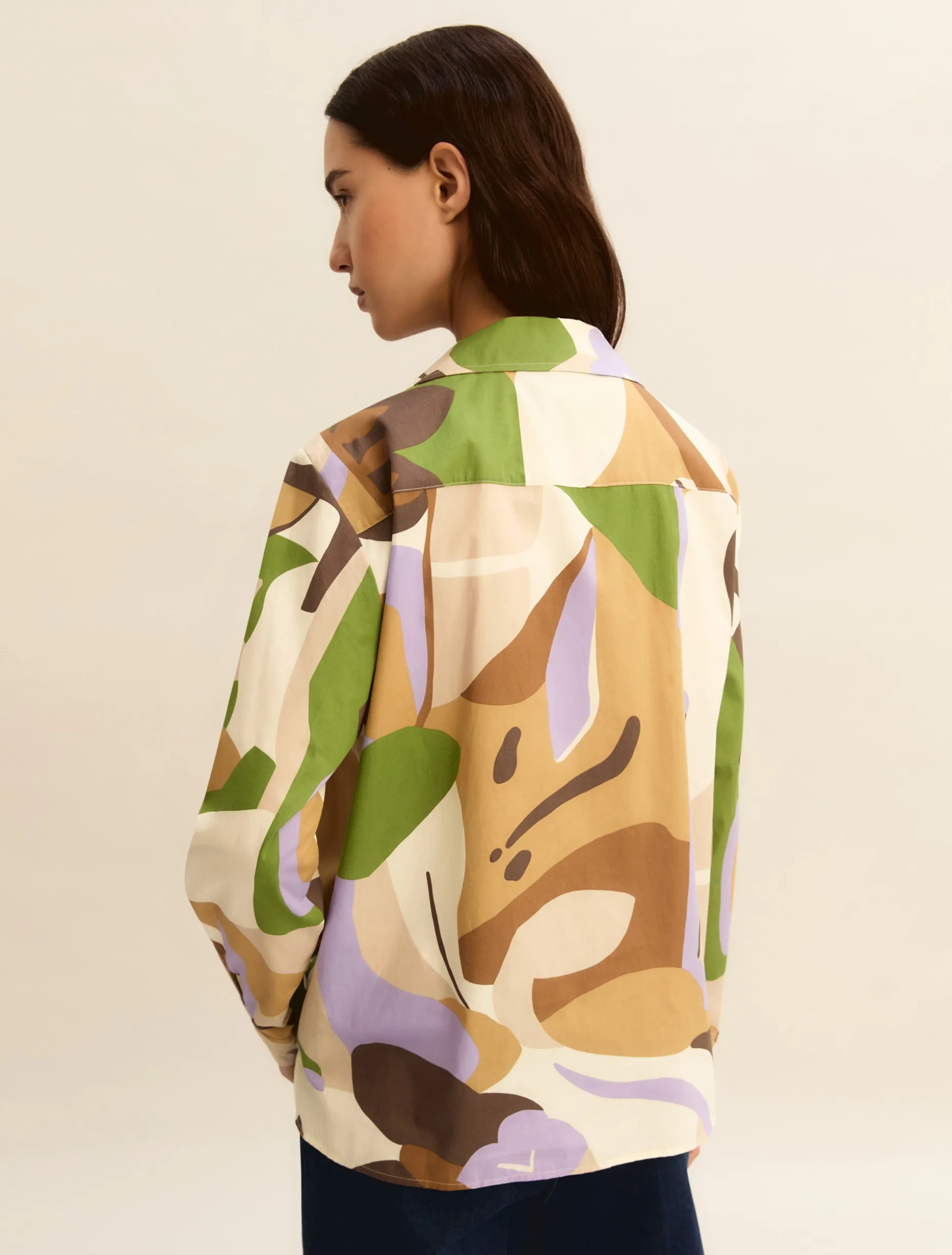 Blusa in popeline stampato - SABBIA