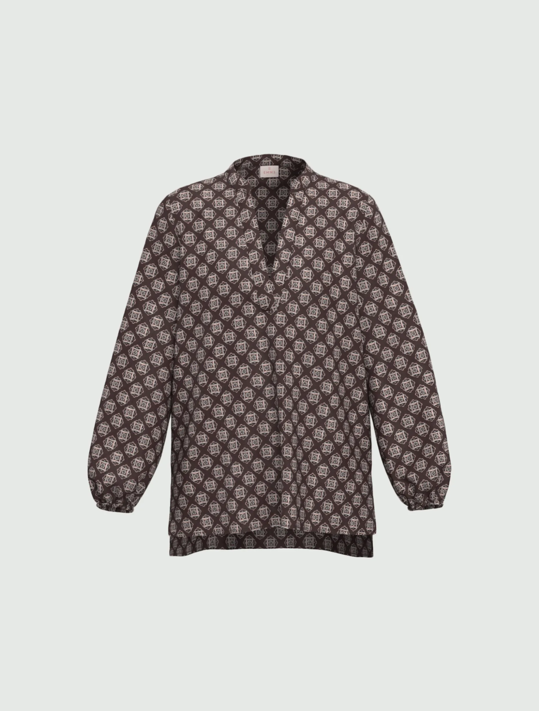 Blusa in raso stampato - TESTA DI MORO