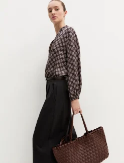 Blusa in raso stampato - TESTA DI MORO
