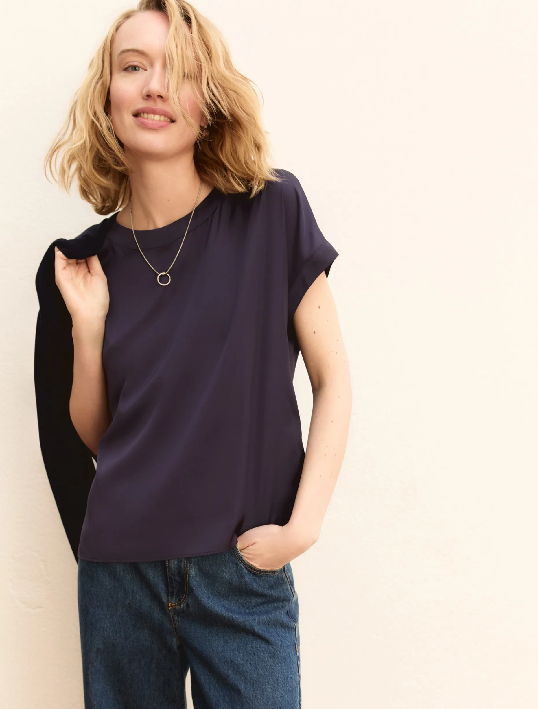 Blusa in raso stretch - BLU