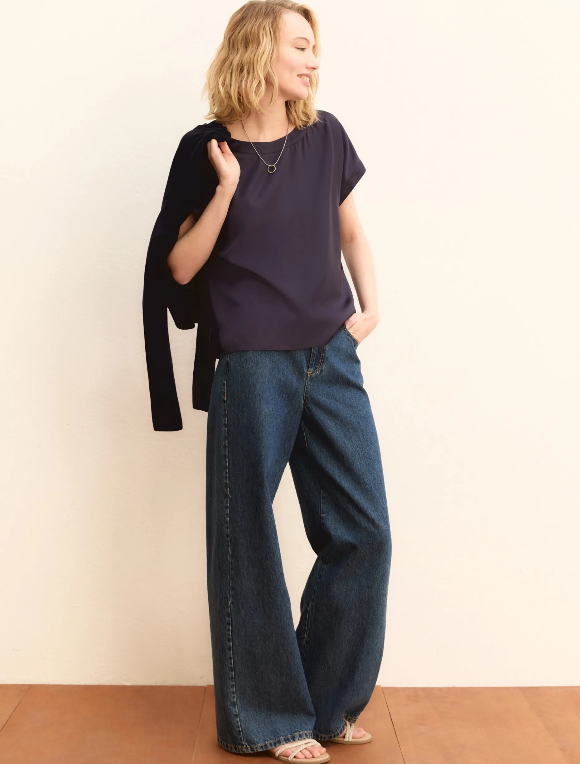 Blusa in raso stretch - BLU