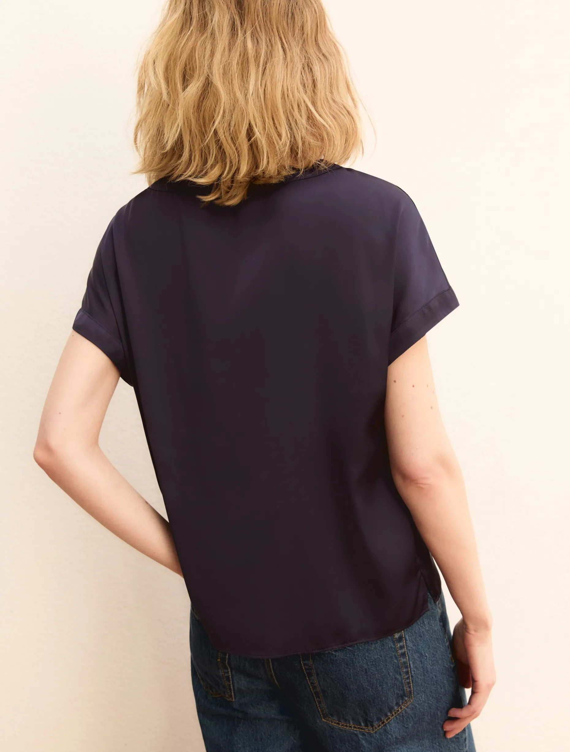Blusa in raso stretch - BLU