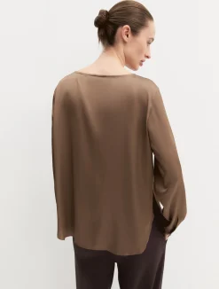 Blusa in raso stretch - TORTORA