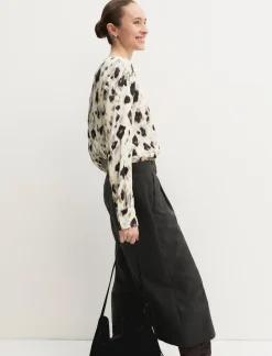 Blusa in twill stampato - BIANCO LANA
