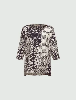 Blusa in twill stampato - BLU