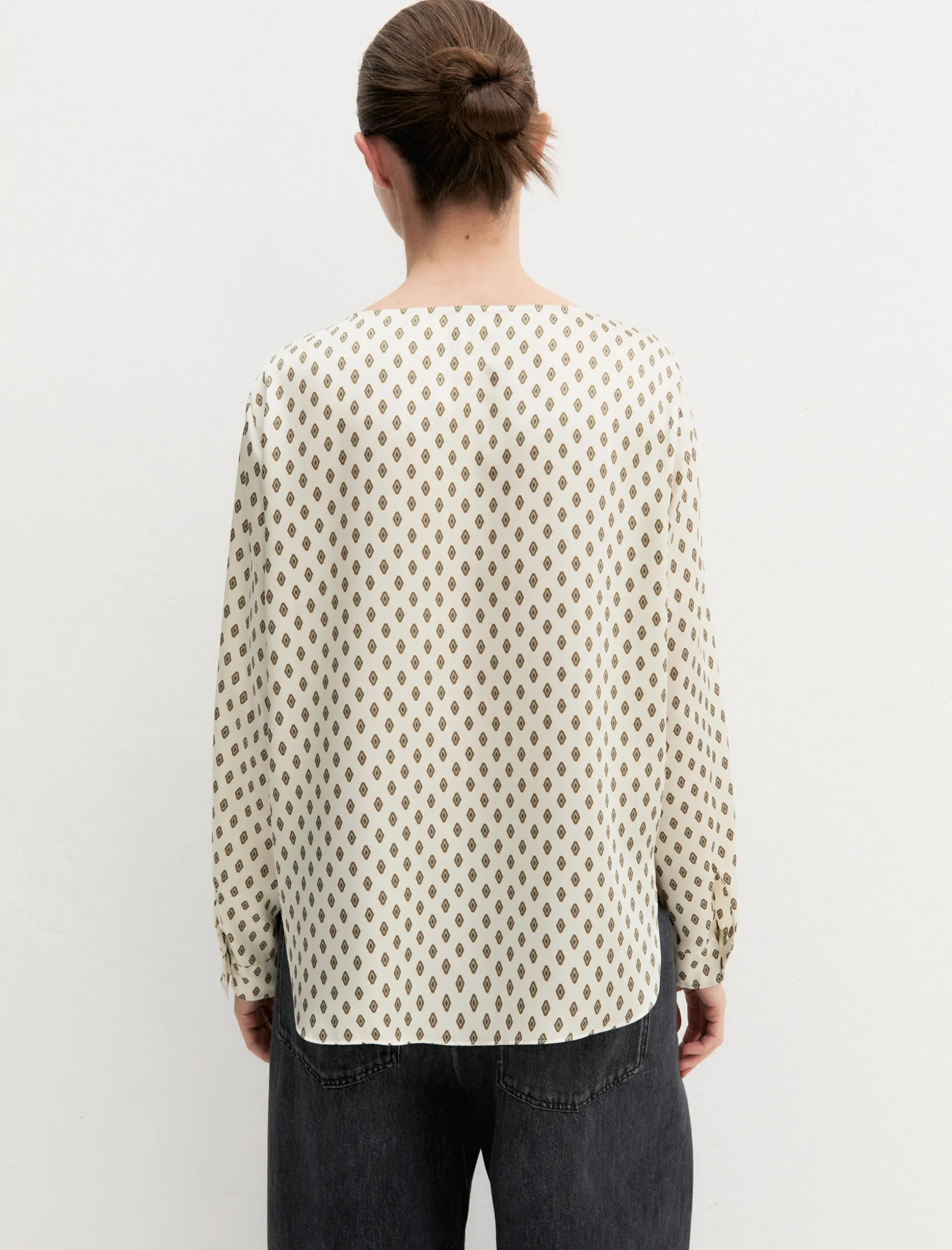 Blusa in twill stampato - BIANCO LANA