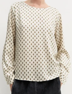 Blusa in twill stampato - BIANCO LANA